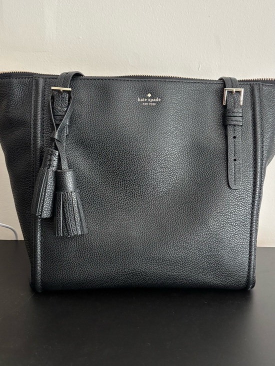 kate spade Handbags - kate spade Black Pebbled Leather Tote with Tassel Detail